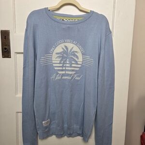 Large - A Fish Named Fred Light Blue Crewneck Sweater NWT B62